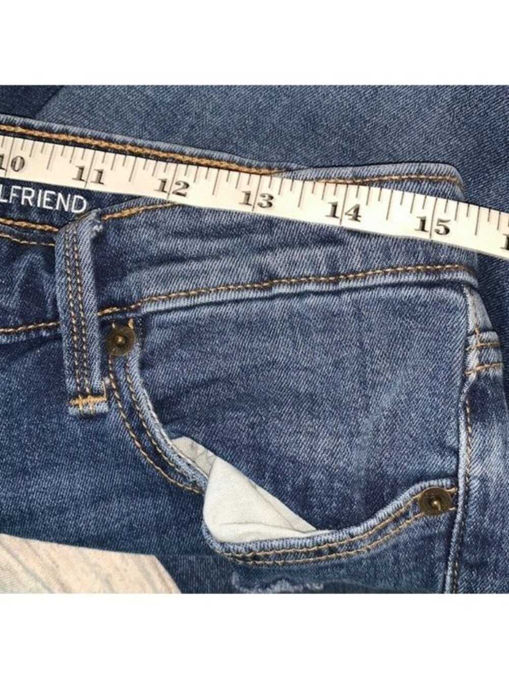 Gap Girlfriend Jeans Womens 8R Distressed Mid-Rise Dark Wash Denim Casual Pants - Picture 10 of 12